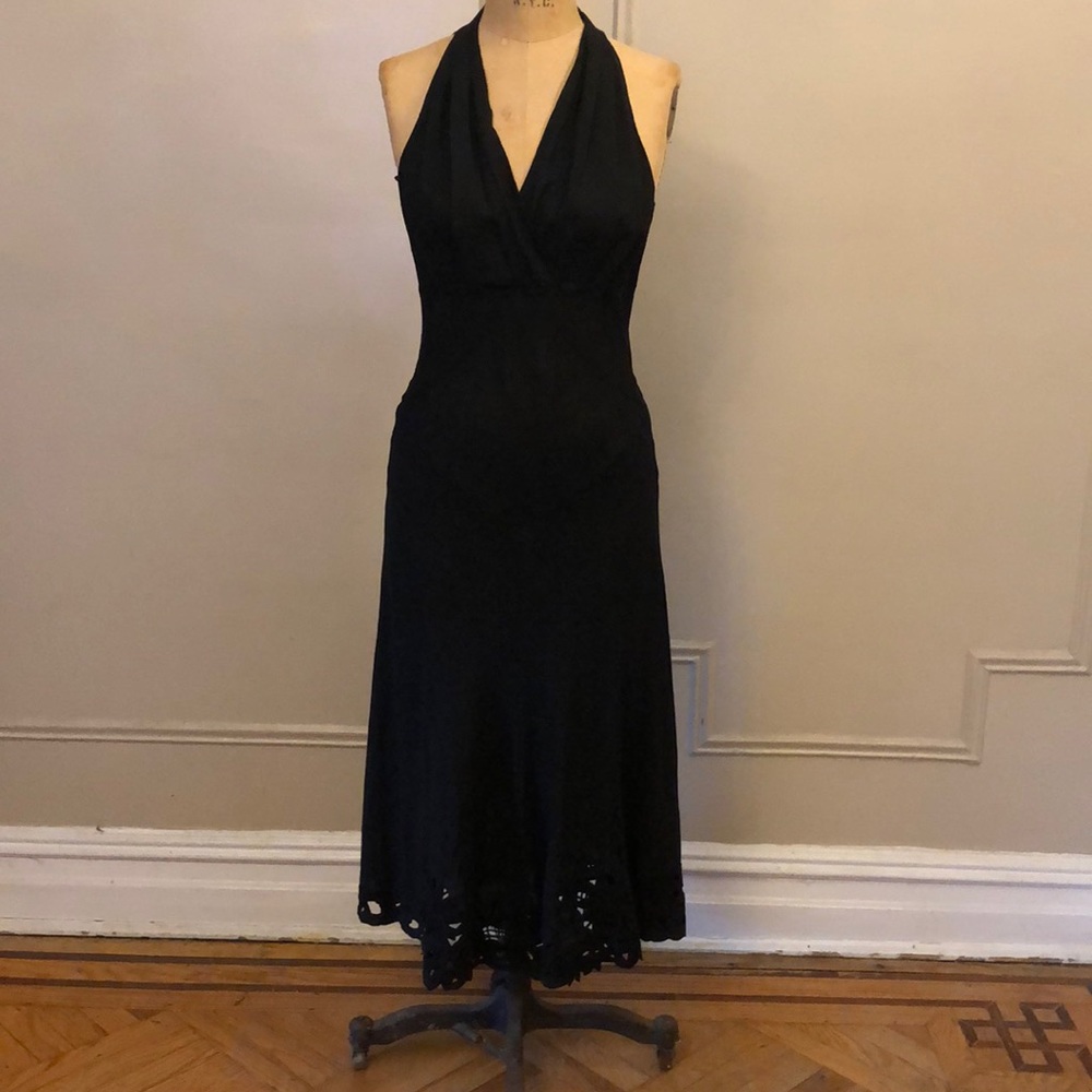 Gently Loved-DKNY Linen Dress with Embroidered Hem